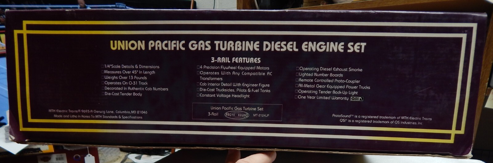 MTH MT-2124LP UNION PACIFIC GAS TURBINE DIESEL ENGINE SET LOOKS NIB O GAUGE LQQK