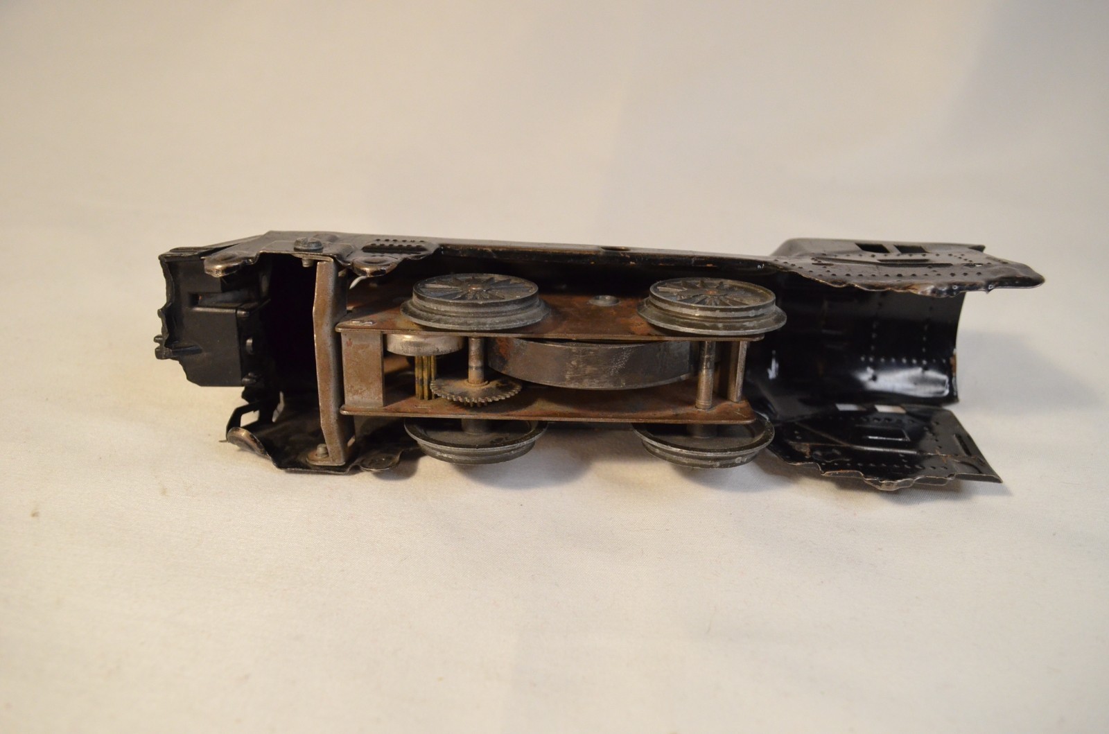 Antique Toy Locomotive and Car – Spring Drive Locomotive and Teardrop Coach
