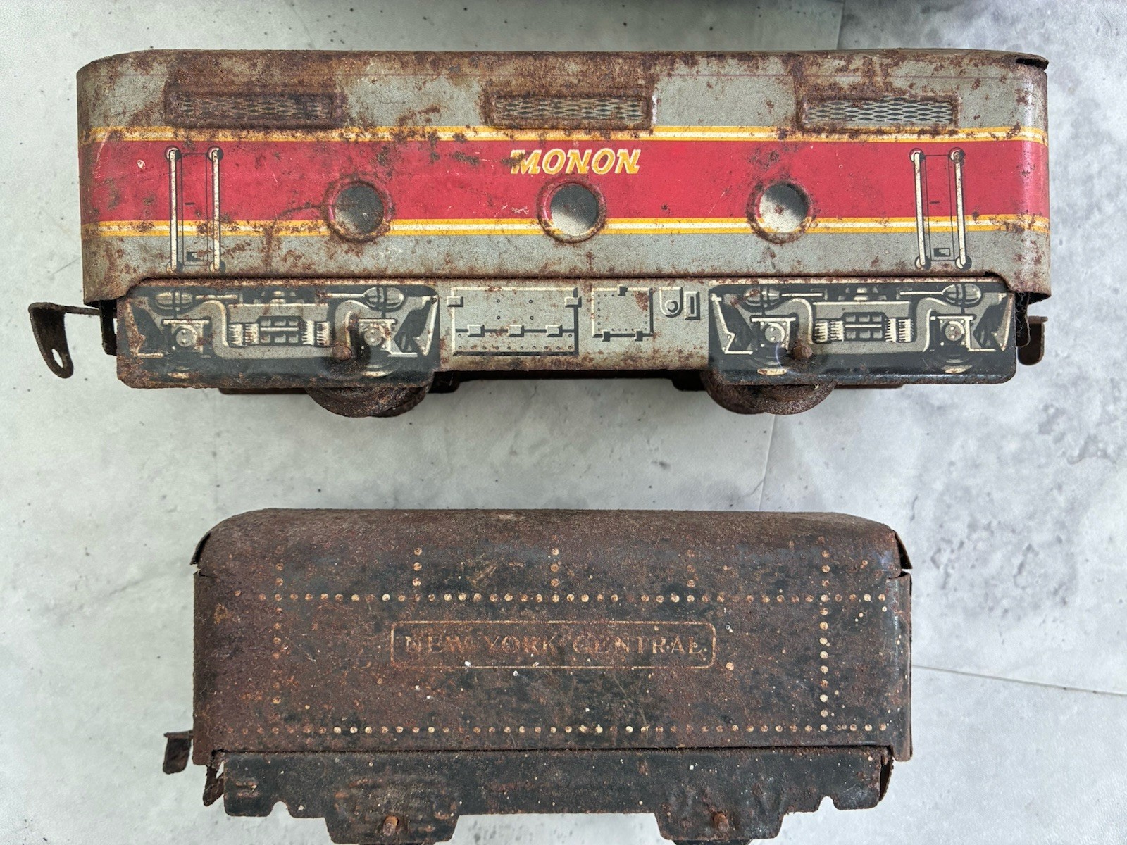 Marx Electric Tin Litho Locomotives O Gauge Train Lot of 4 – Monon, NY Central