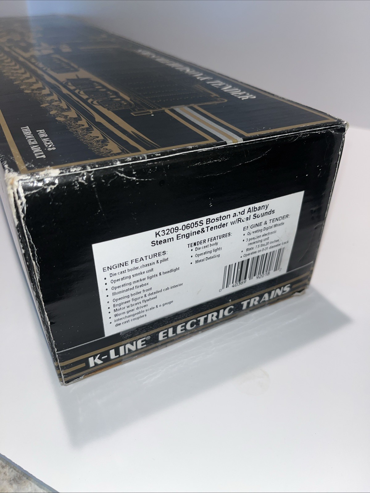 K-Line O Gauge B&A Hudson 4-6-4 Steam Engine Tender w/ RCal Sounds | Fast Ship