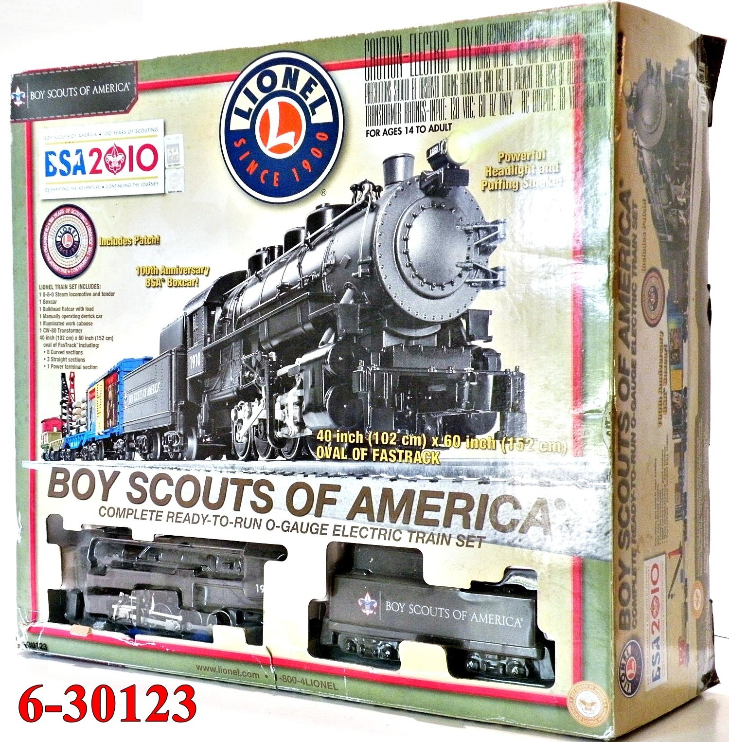 Lionel 6-30123 Boy Scouts of America Freight Set Track/Transformer 2010 LN