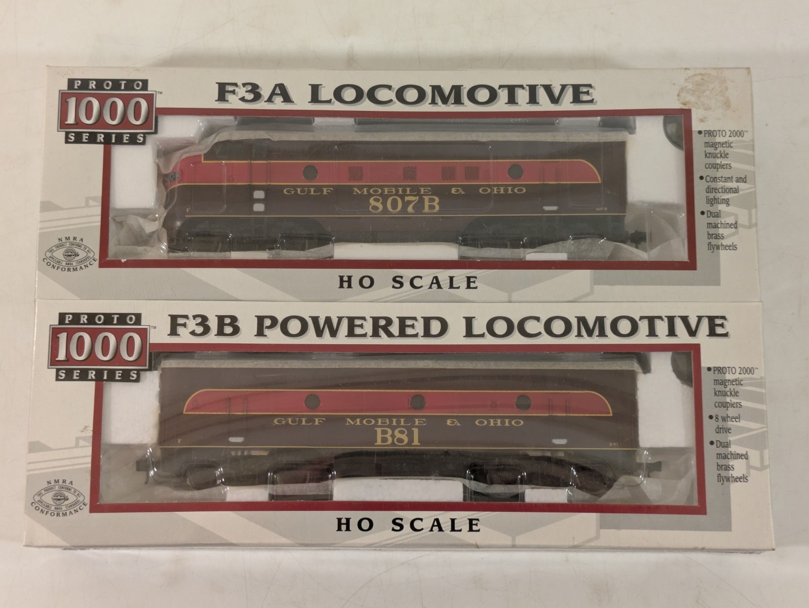 HO EMD F3 A/B Set (Both Powered) GMO Gulf Mobile & Ohio DC NIB NOS # 30692