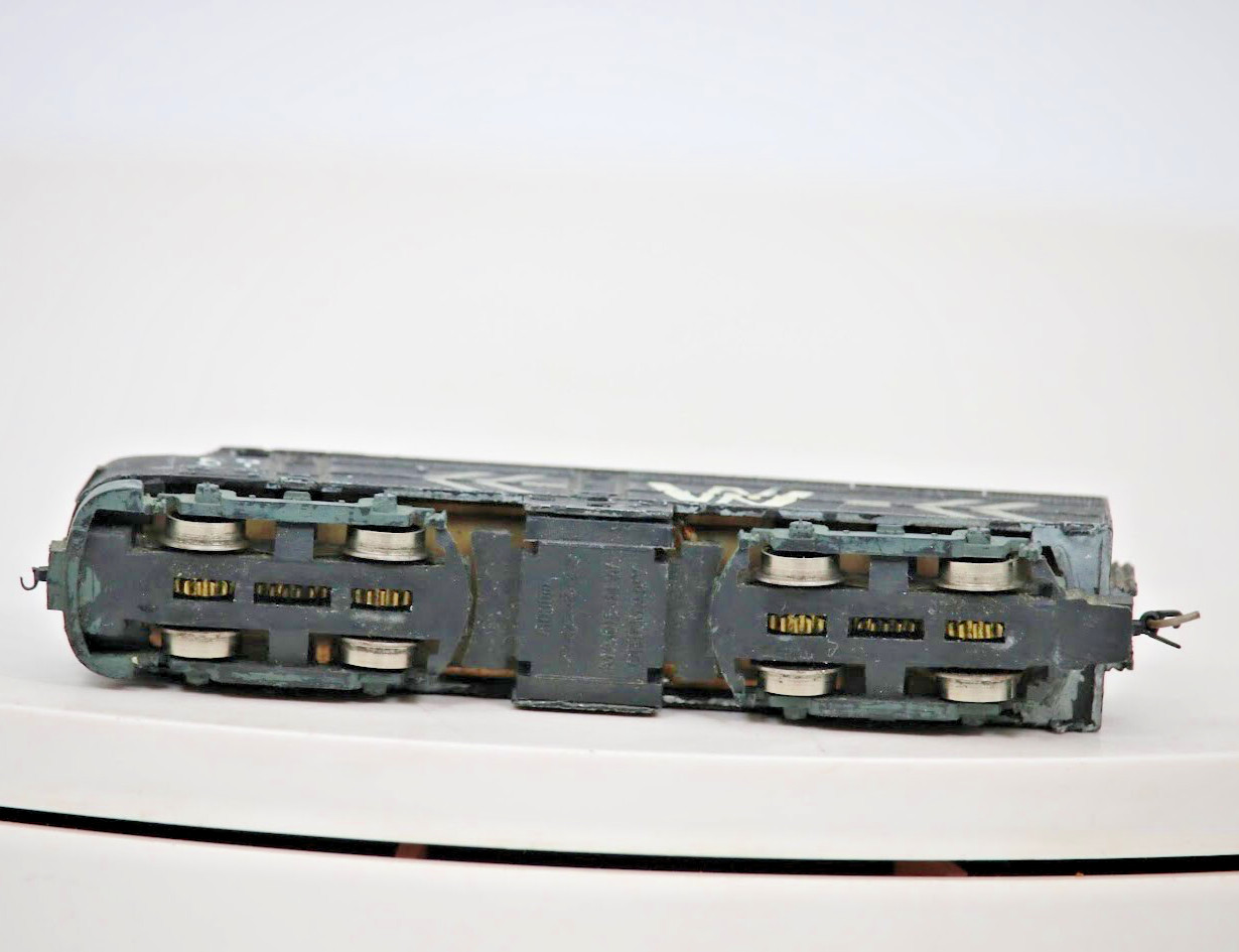 N Scale Diesel Locomotive, F7A Style, Custom Black Paint, White Chevron Decals