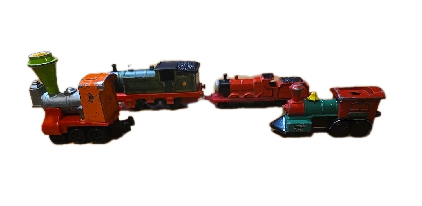 Vintage Toy Train Locomotive Lot – Mattel First Wheels, Looney Tunes, ERTL – As