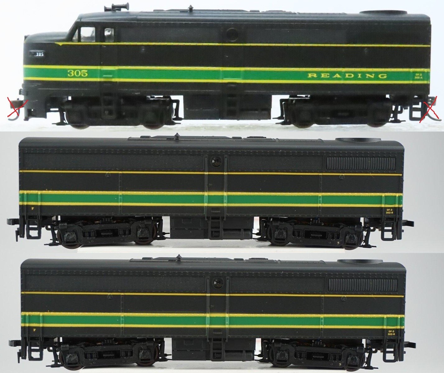 HO Alco FA1/FB1/FB1 Set (All Pwd) Reading DC NIB NOS # 931-216/68/8