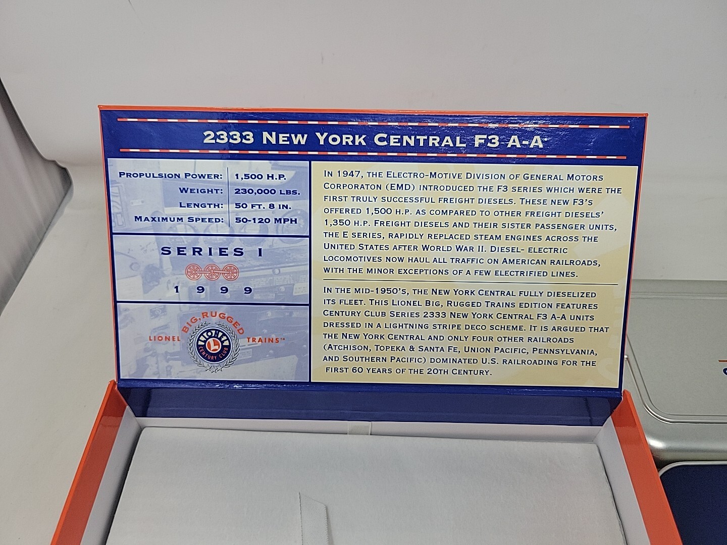 Lionel Big Rugged Century Club 7-93004 #2333 NYC F3A/A Diesel Set – BRAND NEW