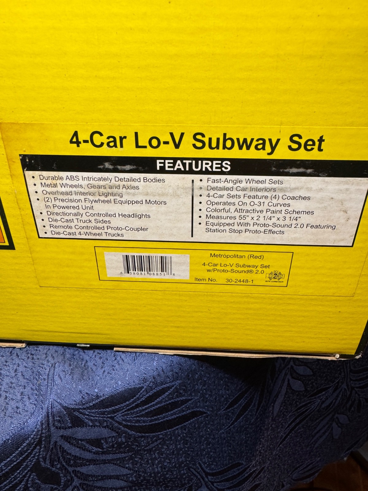 MTH 30-2448-1 O Metropolitan LO-V Subway Set w/Proto-Sound 2.0