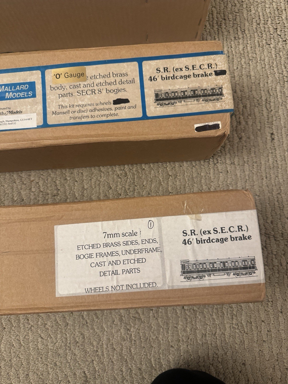 O GAUGE MALLARD Modles and BLACKSMITH MODELS S.E. & C.R./S.R. 45′ BRAKE Cars (3)