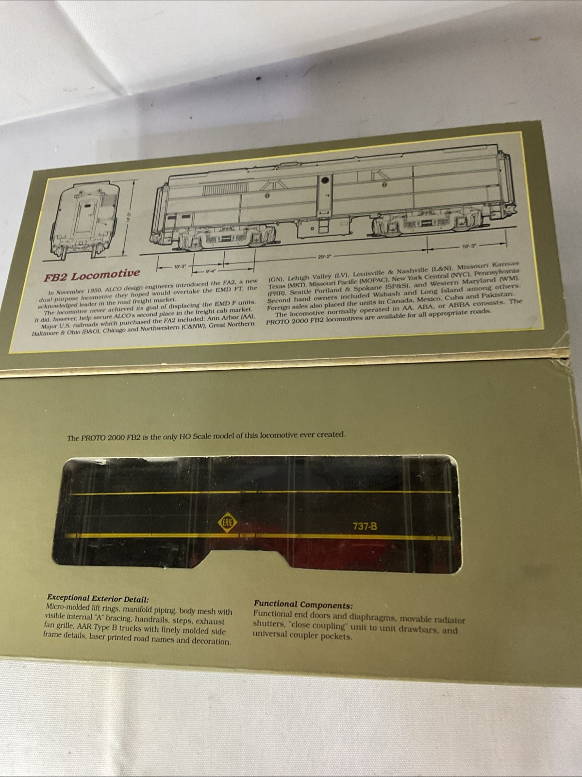 Life-Like Proto 2000 HO Scale FB2 Erie Locomotive Engine 737-B