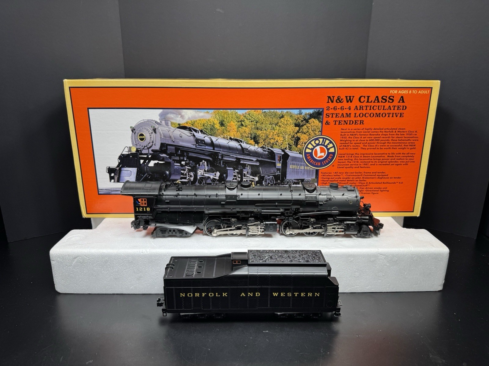 Lionel 6-28052 TMCC Norfolk & Western Class A 2-6-6-4 steam engine #1218 EX