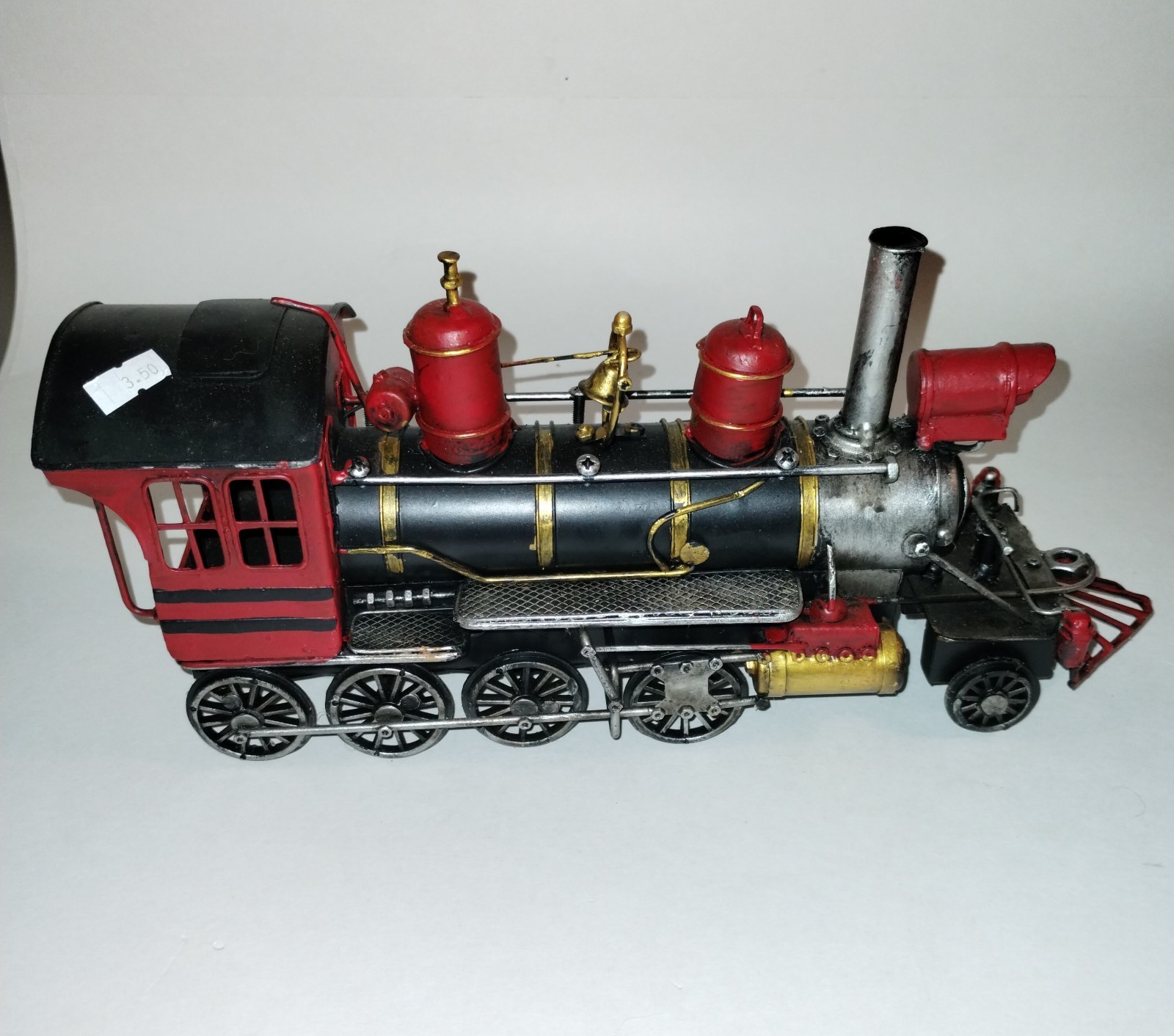 Metal vintage Steam Engine Locomotive model train handmade red and black