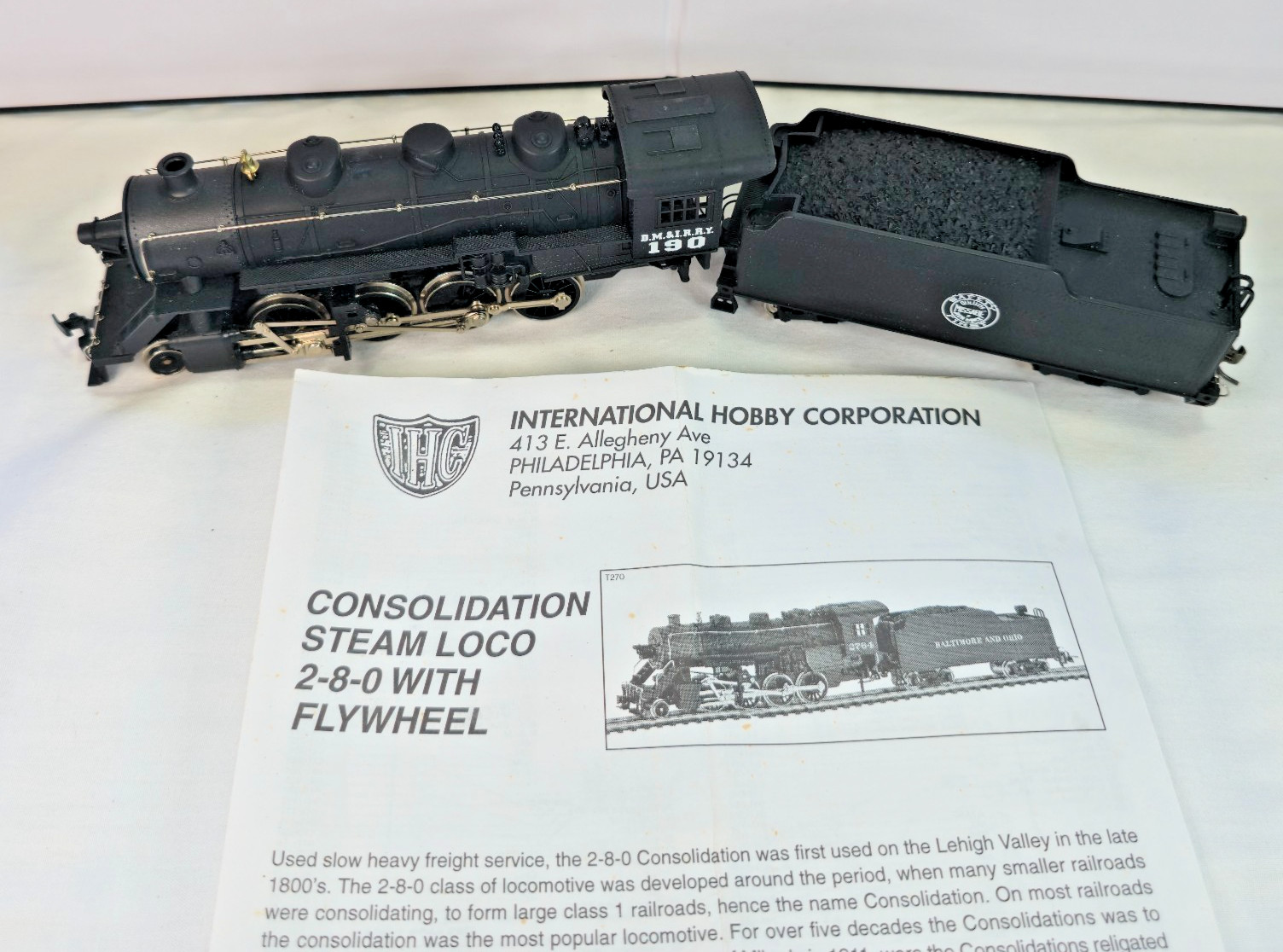 IHC HO Scale DM&IR #190 2-8-0 Consolidation Steam Locomotive & Tender Tested RTR