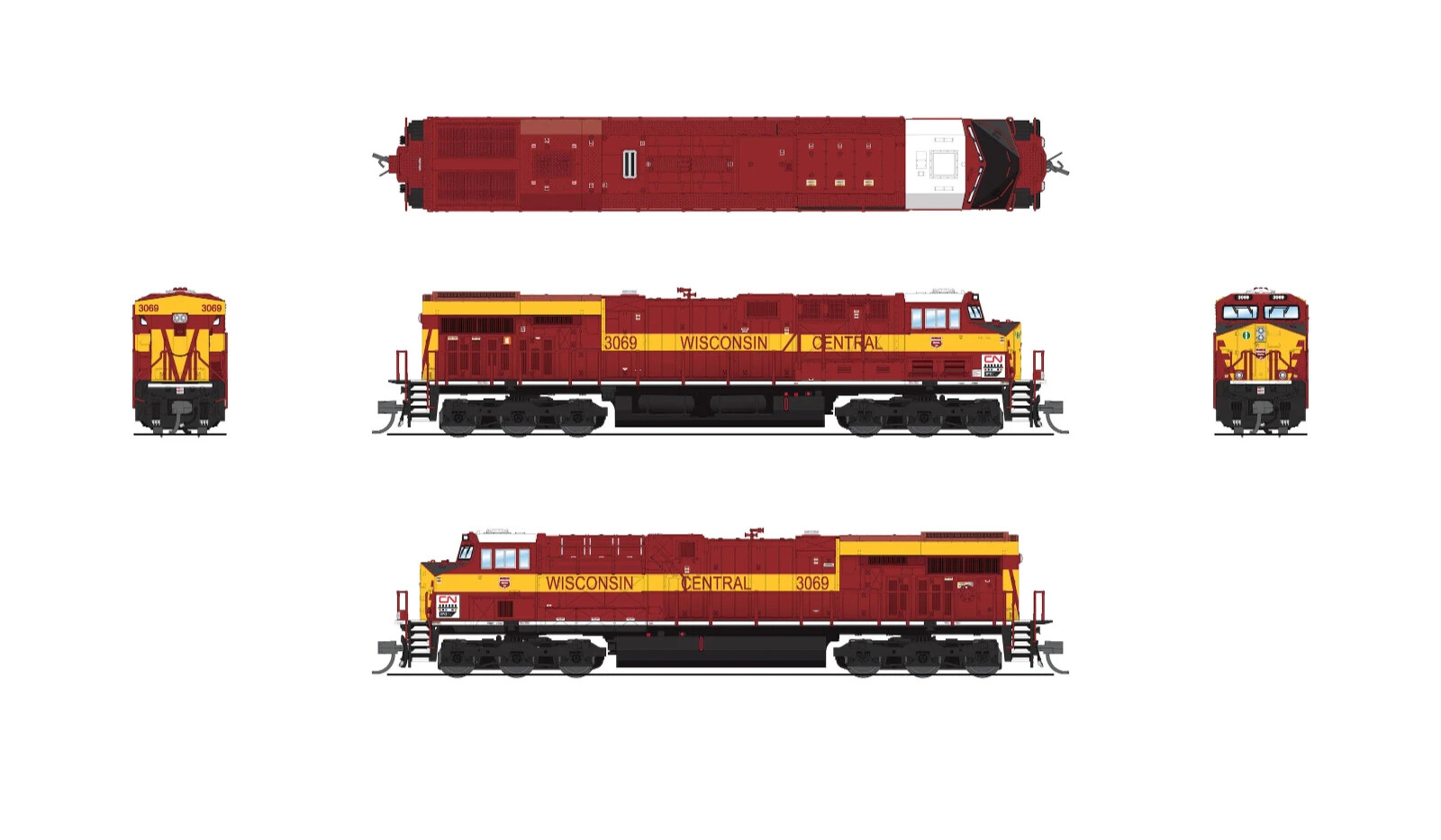 BROADWAY LIMITED 8612 N GE ES44AC CN 3069 Wisconsin Central Paragon4 Sound/DCC
