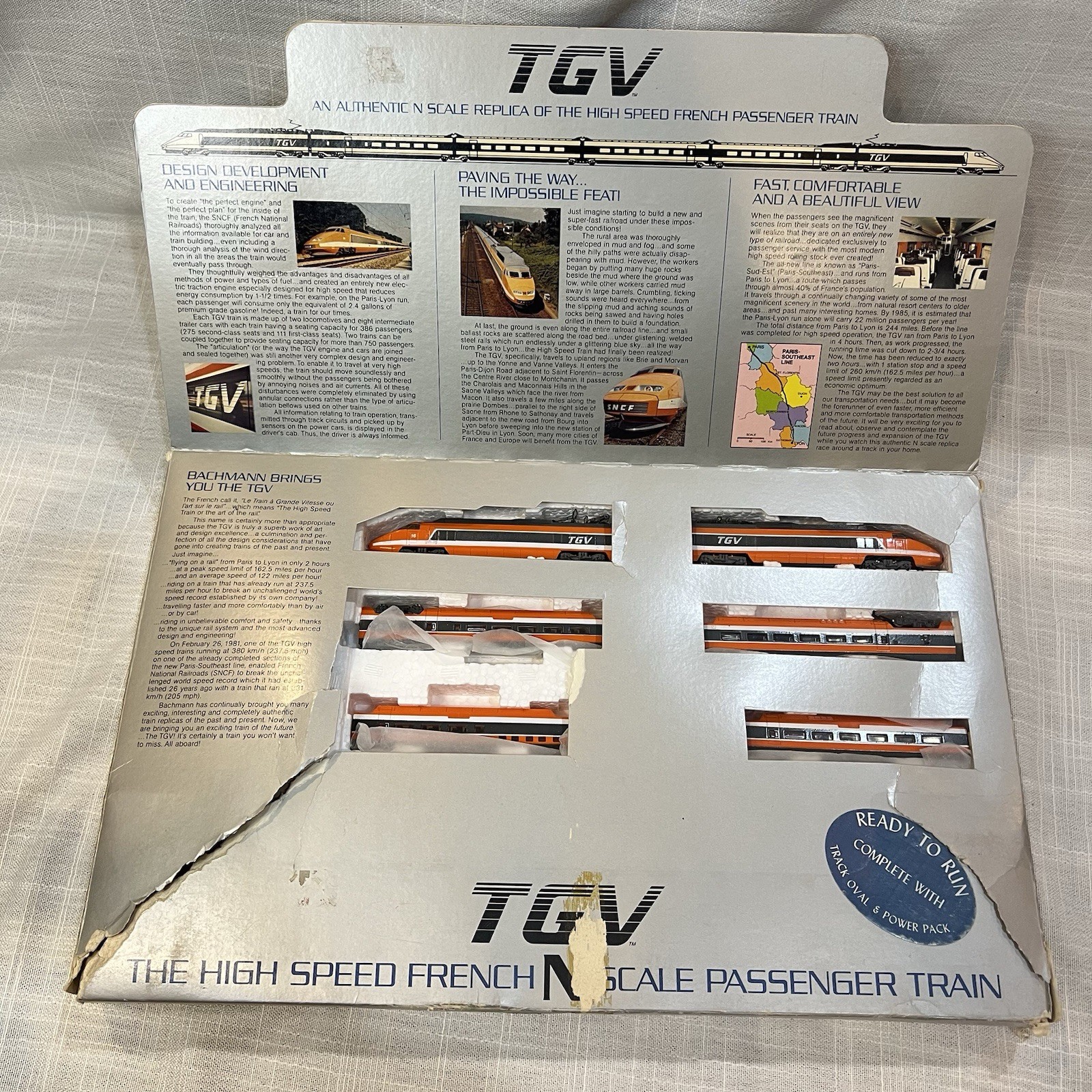 Bachmann 51-4001 N Scale TGV High Speed French Passenger Train *UNTESTED, READ*