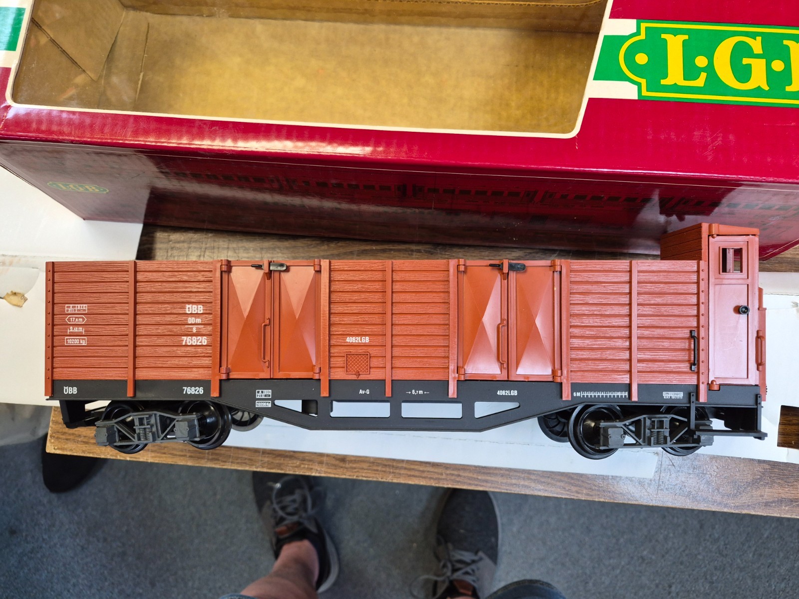 LGB 4062 GONDOLA with BRAKEMAN CABIN G SCALE PRE OWN BOXED AUSTRIAN FEDERAL RAIL