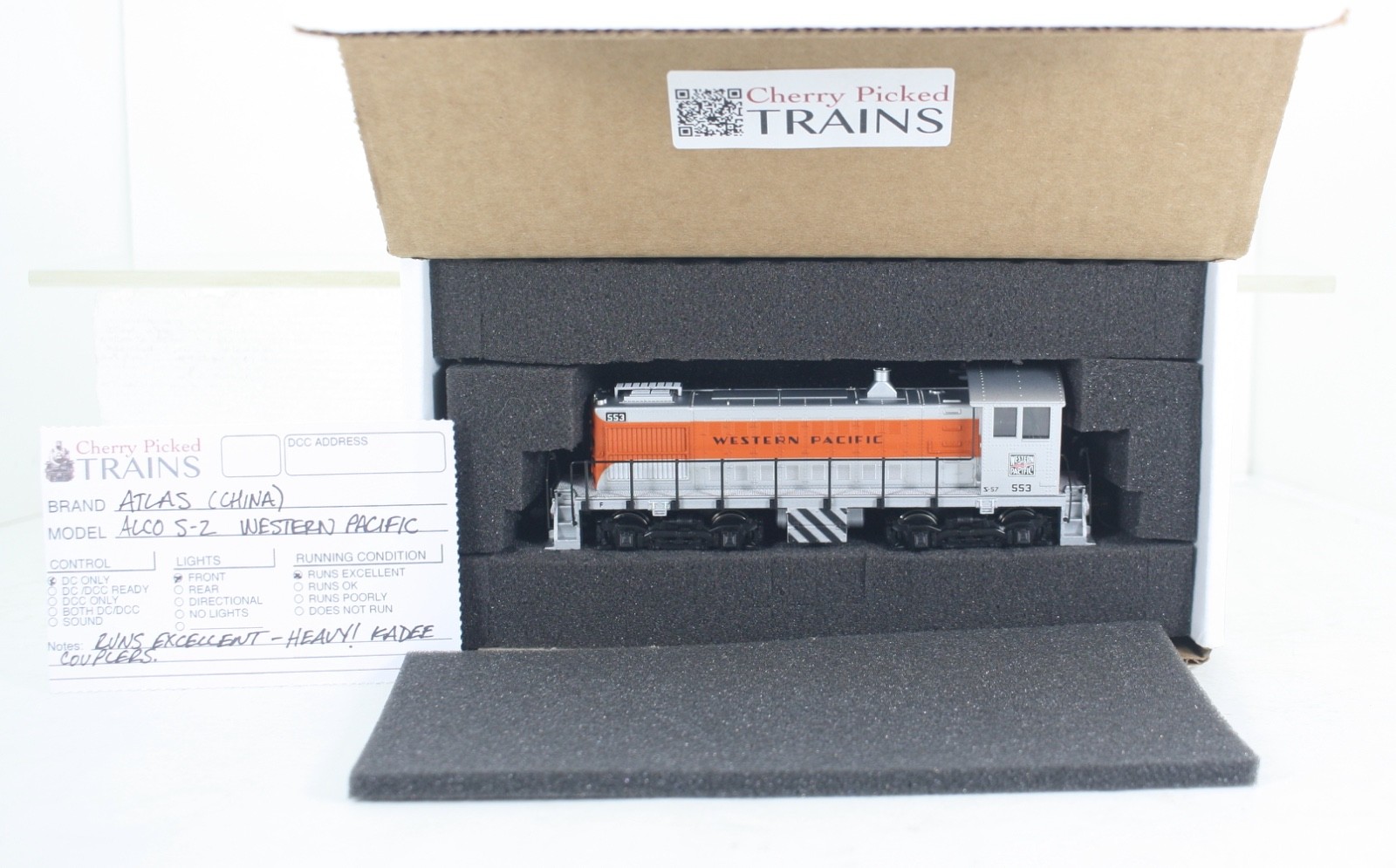 HO Scale Atlas 8712 Western Pacific Alco S-2 Diesel Switcher #553 Kadees