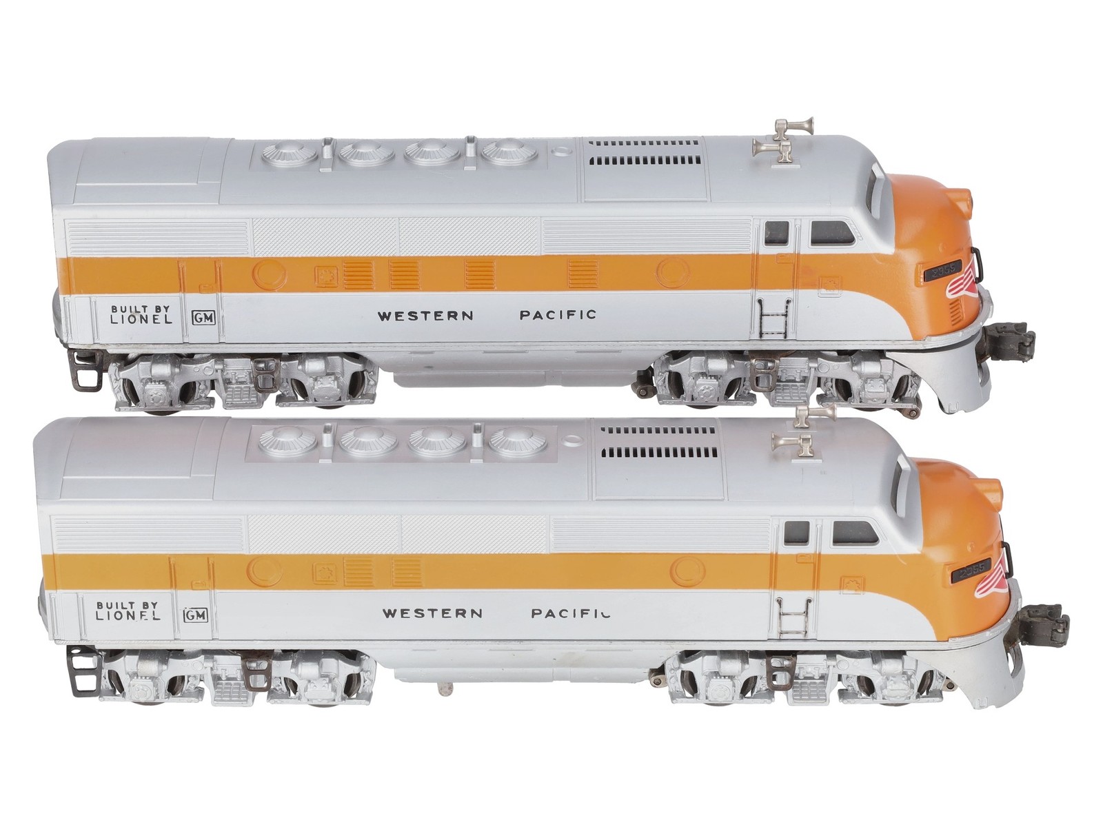 Lionel 2355 Vintage O Western Pacific F-3 AA Diesel Locomotives w/Repro Shells