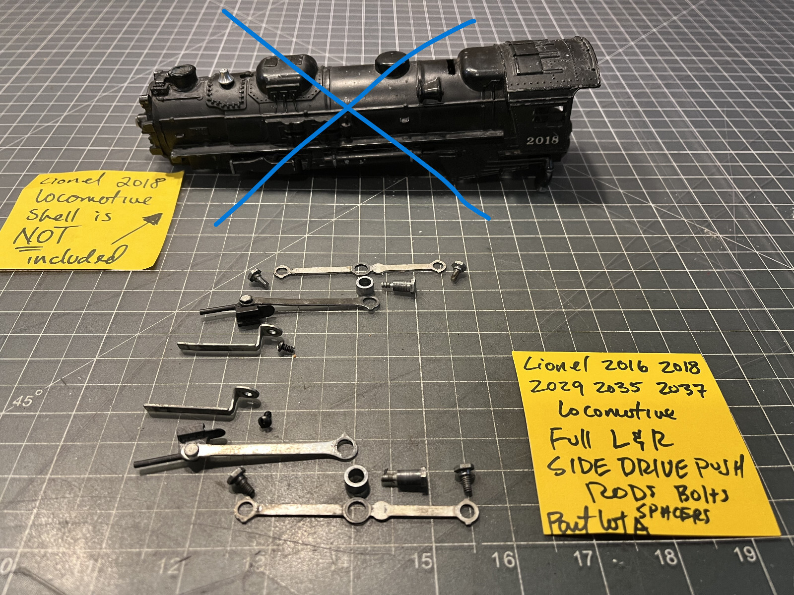 Lionel Train 2018 Locomotive FULL LEFT RIGHT DRIVE PUSH RODS & BOLTS PART LOT A