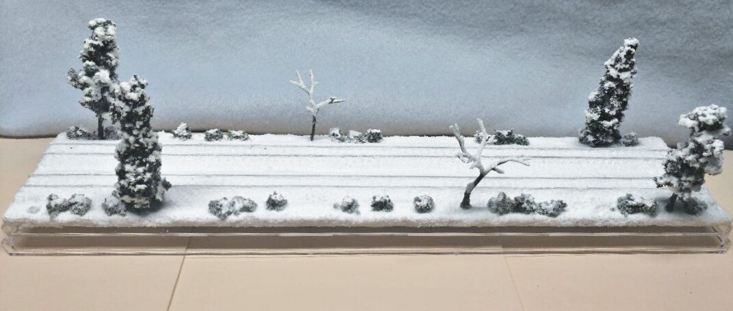 N SCALE 16″ DOUBLE-TRACK DISPLAY CASE -WINTER SNOW SCENE- FOR ANY N TRAINS