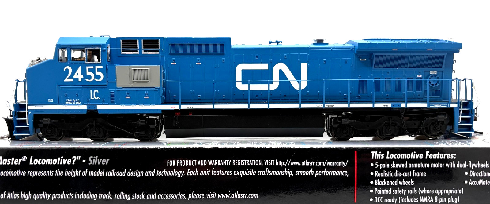 HO ATLAS 10002270 SILVER DASH 8-40CW CANADIAN NATIONAL CN IC 2455 DCC READY BLUE