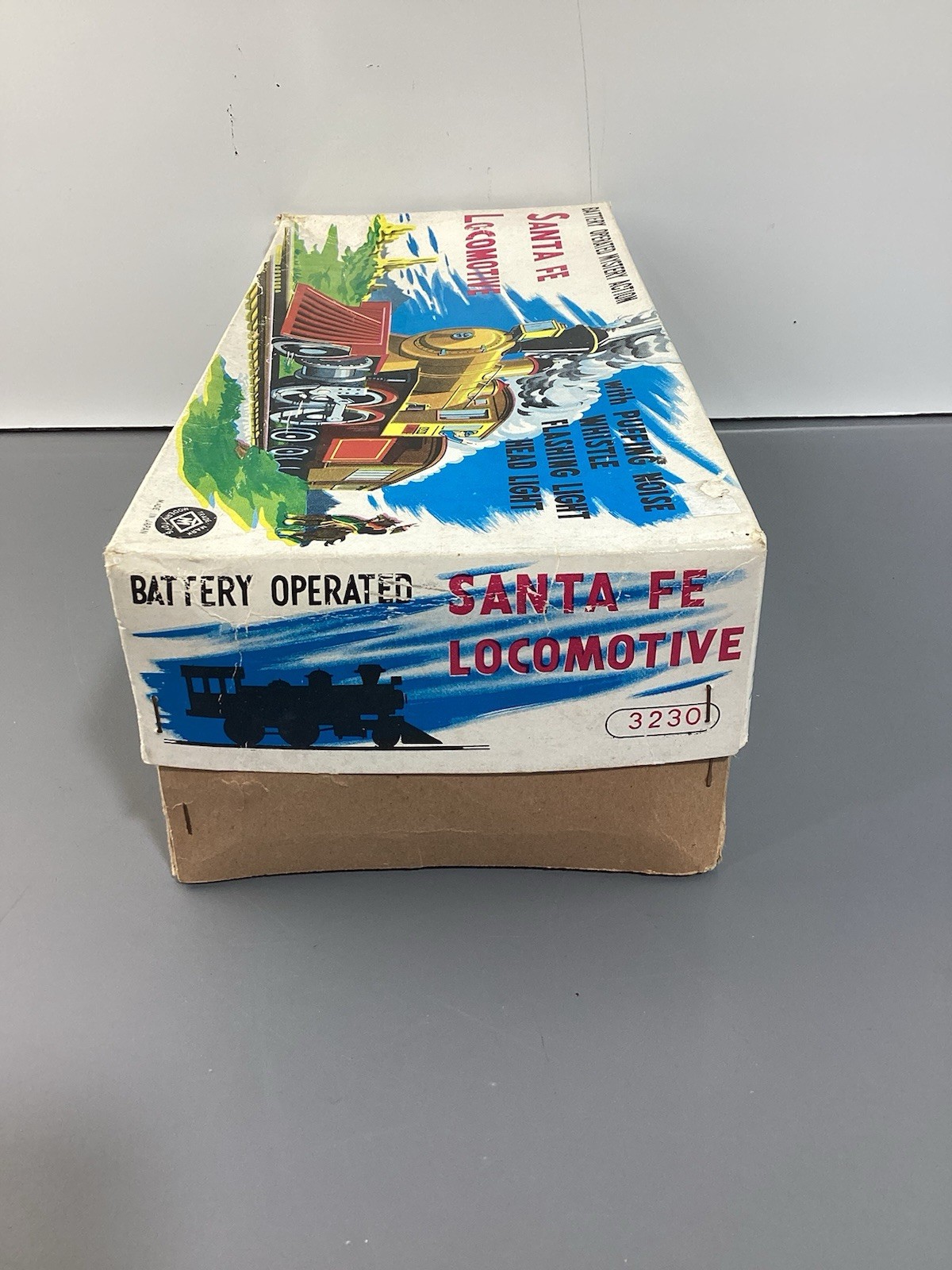 Vintage 1960s Modern Toys Santa Fe Locomotive Tin Train, Not Working, Japan