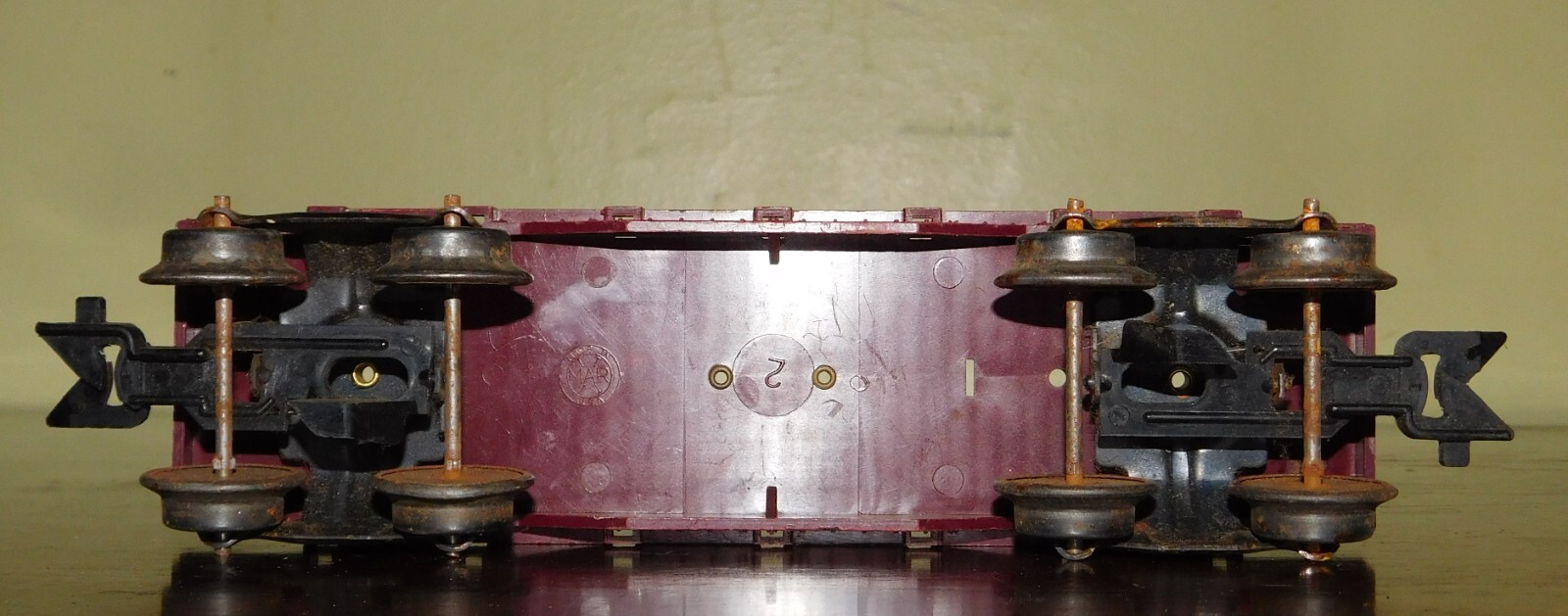 MARX 41′ Flat Car – ERIE ~ w/ clips for Tractors – O-27