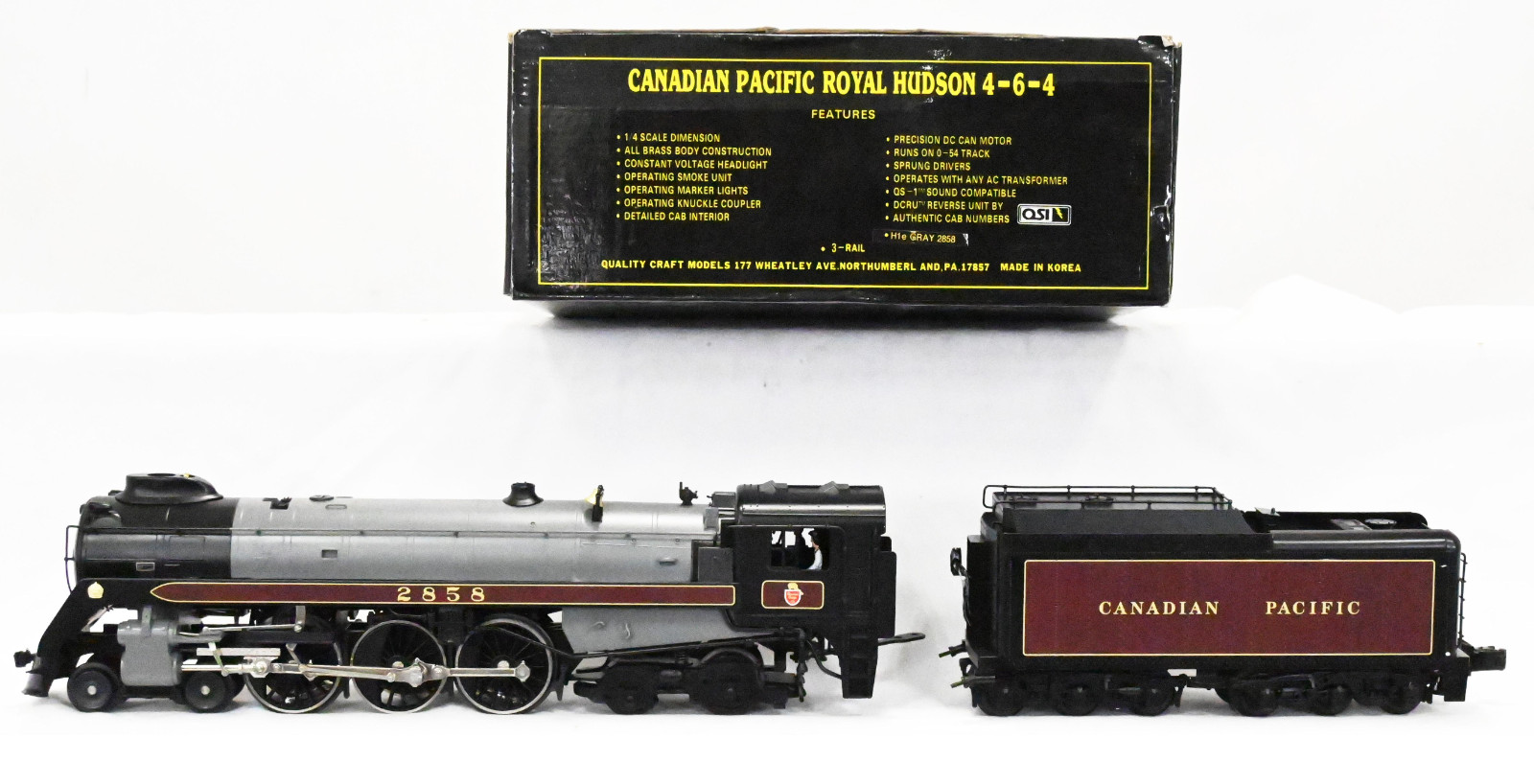 Weaver Canadian Pacific Royal Hudson 4-6-4 Steam Engine & Tender 3 Rail
