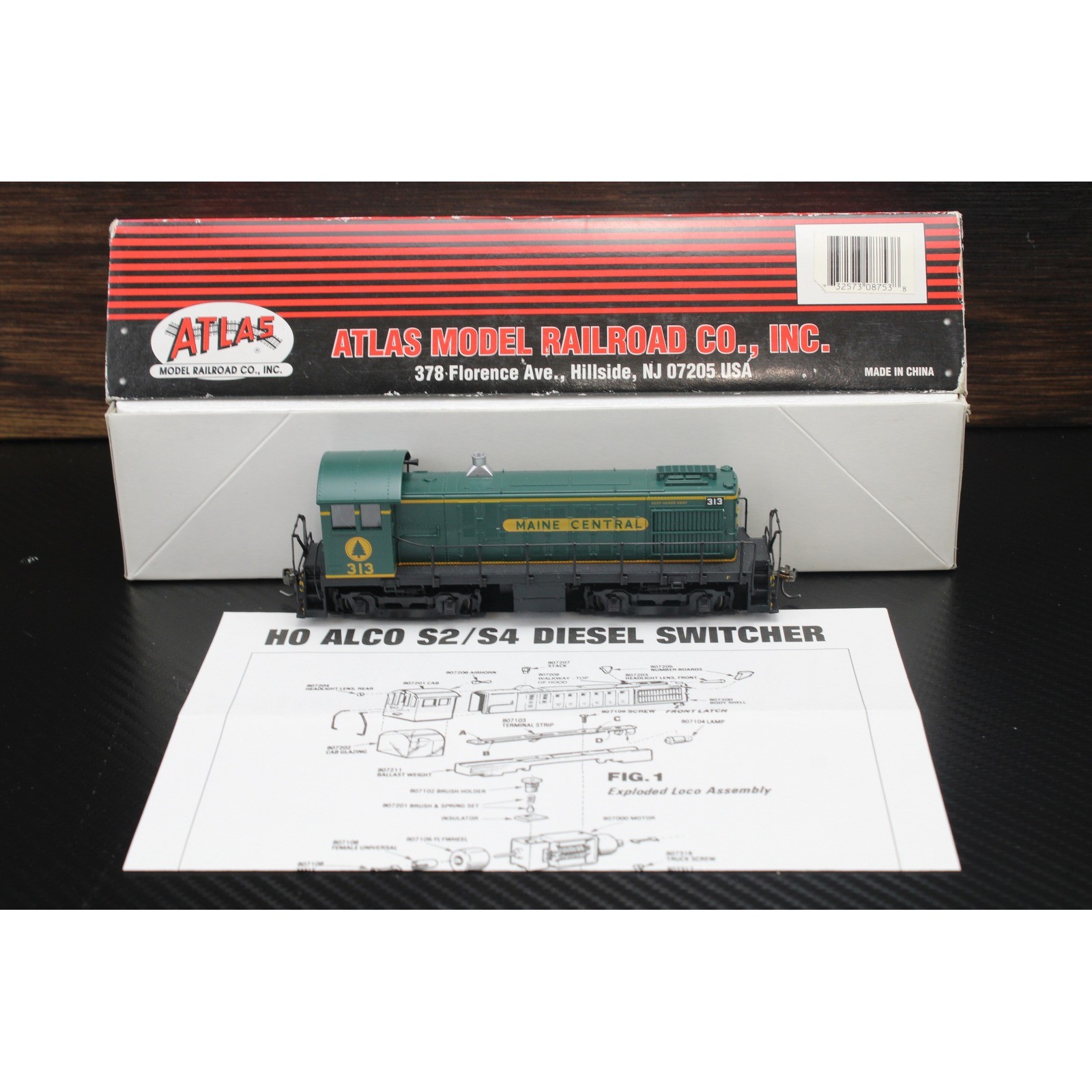 Atlas HO Scale Alco S-4 Diesel Switcher Maine Central 313 Locomotive 8753 Boxed