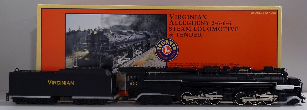 Lionel 6-28028 O Virginian 2-6-6-6 Allegheny Steam Locomotive & Tender #900 MT