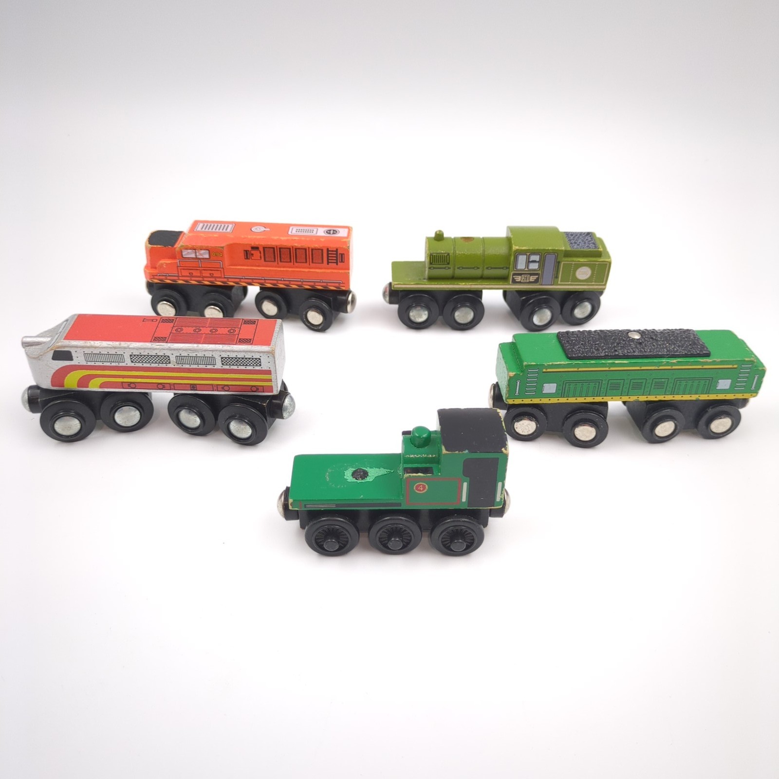 Wooden Railway Train Lot 5pc Locomotives Chuggington Peter Sam Compatible Kids