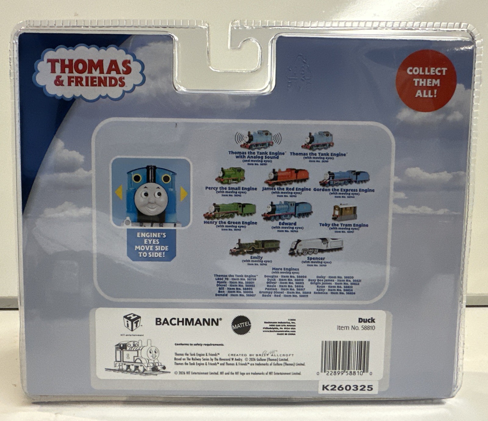 Bachmann HO Scale Thomas & Friends Duck Engine W/ Moving Eyes #58810