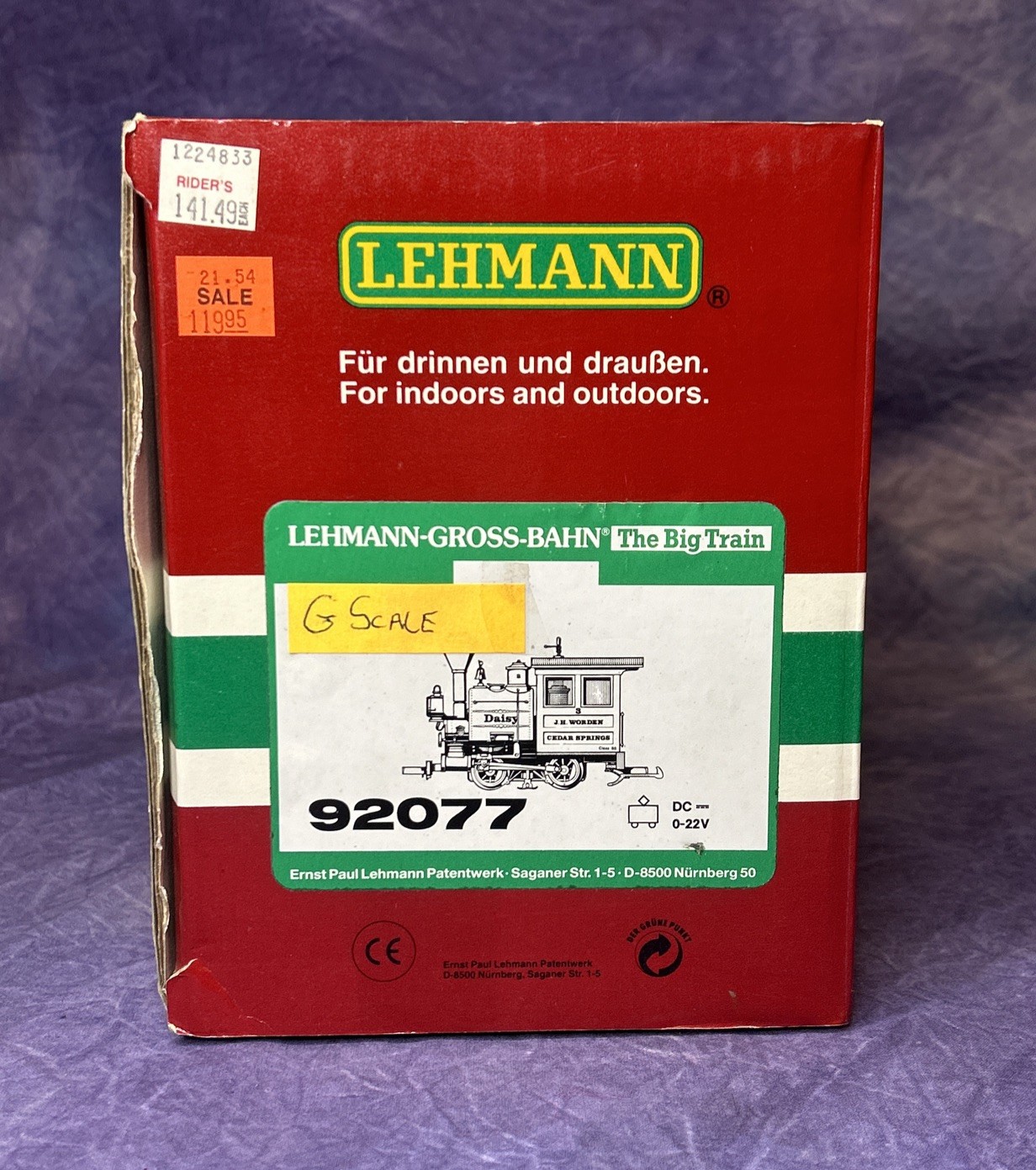 Lehmann LGB 92077 Daisy G Scale Saddle Tank NIB
