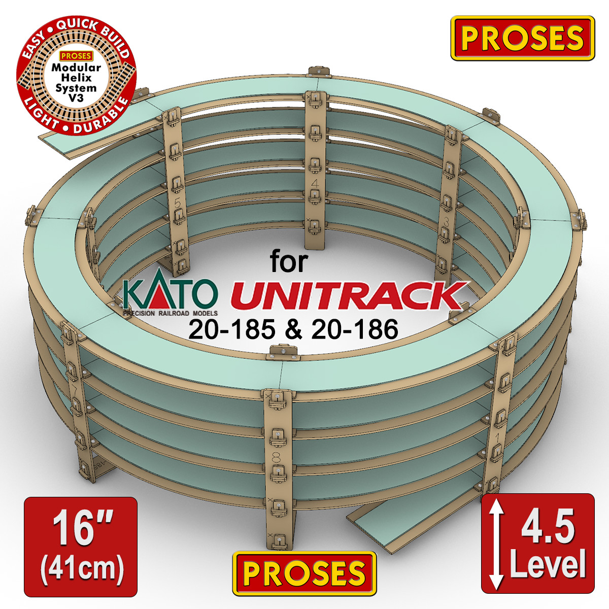 N Helix For KATO 20-185 Double Track 4.5 Level – Height: 41cm/16″