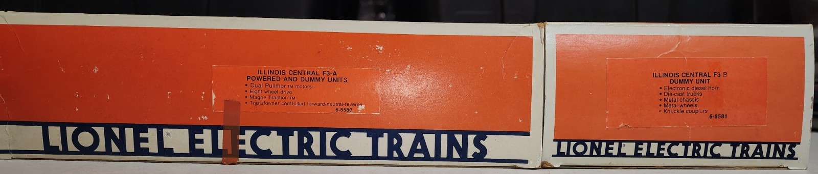 Lionel 6-8580/8581 Illinois Central F-3 ABA Diesel Engine Set with Horn