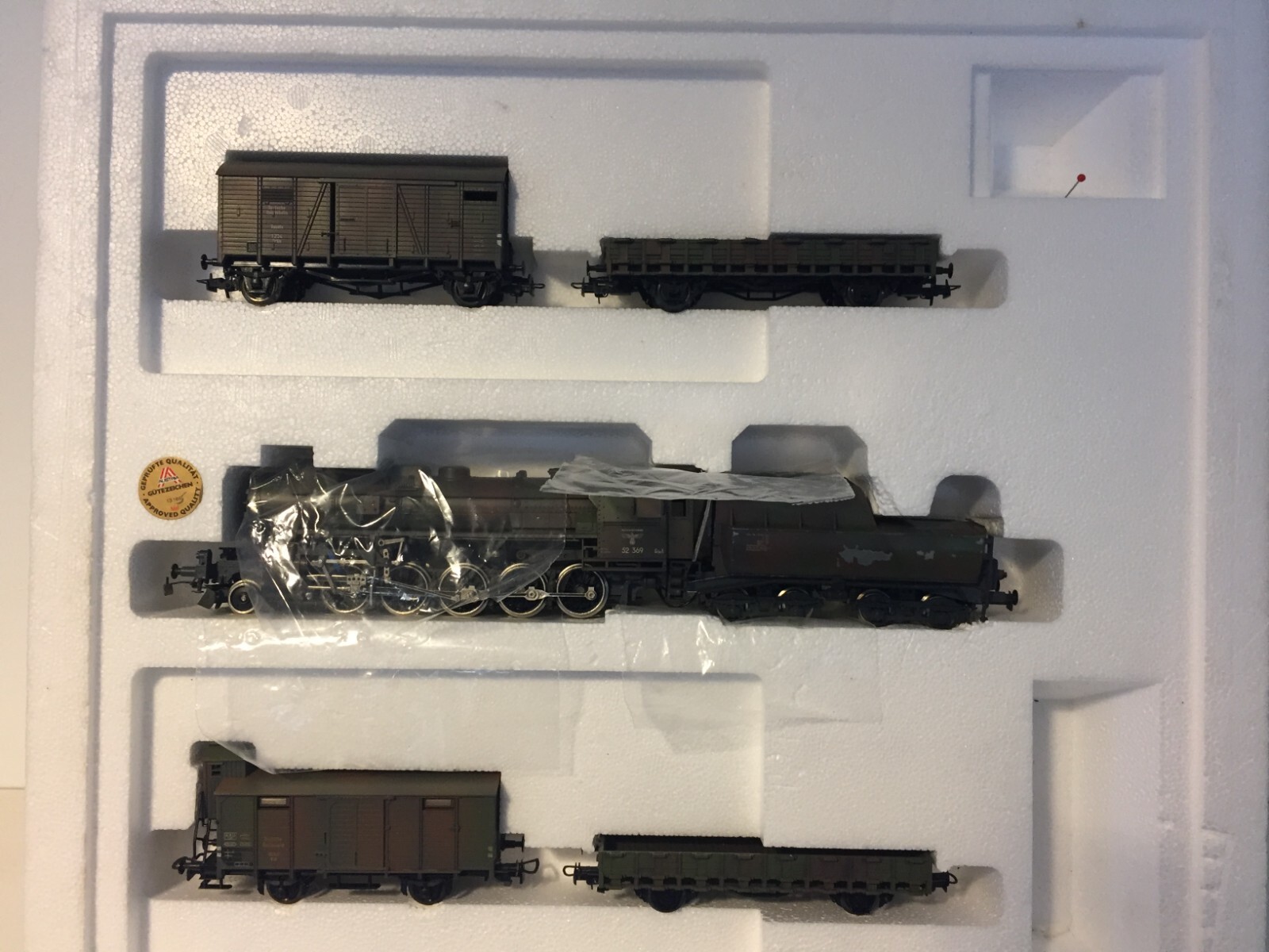 Liliput 852 Ensemble of Br52 2-10-0 in DRB Wehrmacht Camouflaged Epoch ii Livery
