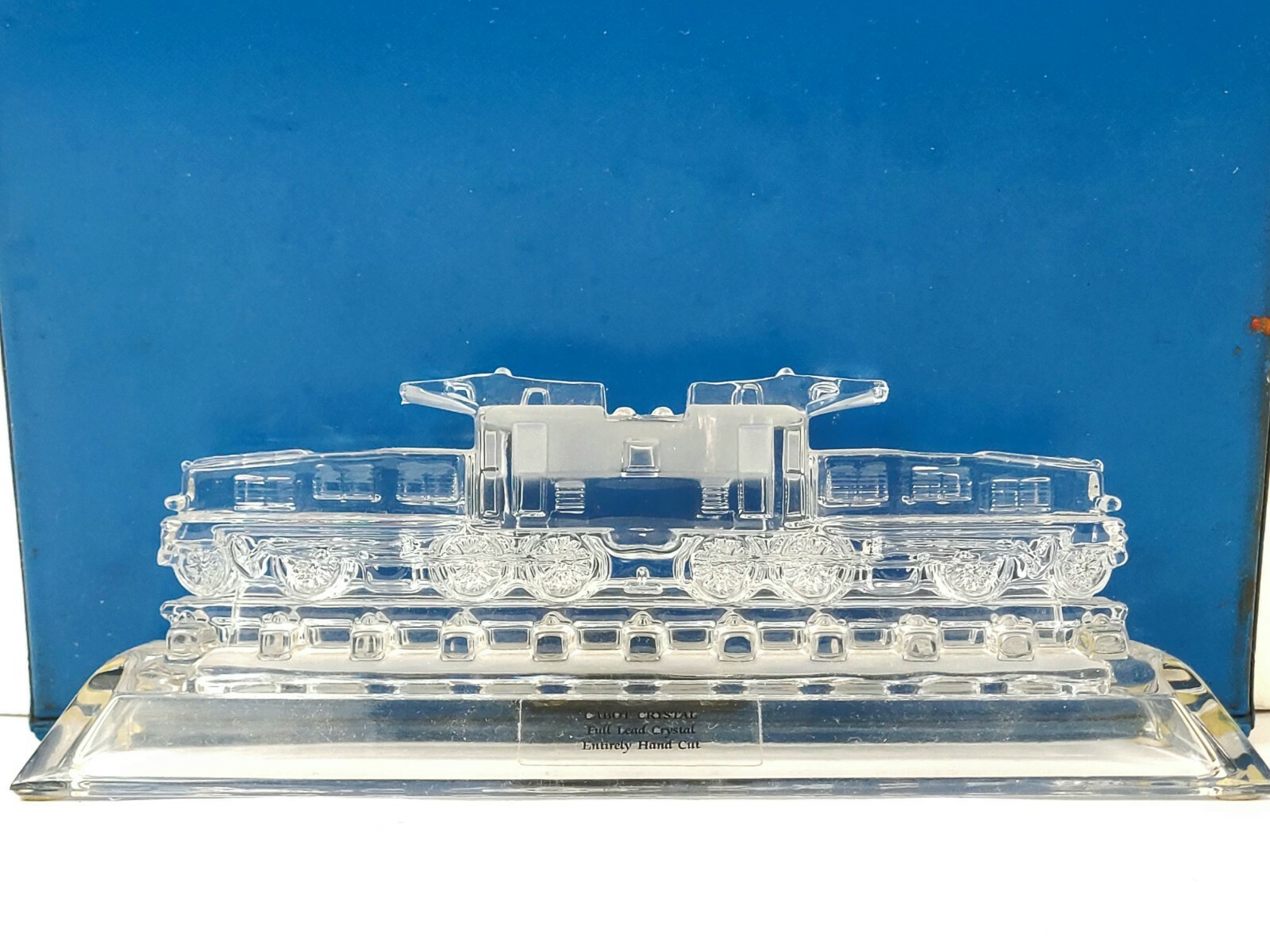 KROKODIL LOCOMOTIVE HAND CUT CABOT LEAD CRYSTAL GLASS DESK PAPERWEIGHT DISPLAY