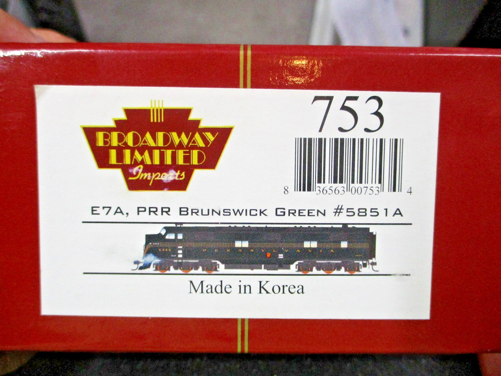 PRR 5851A EMD E7A BROADWAY LIMITED 753,BRUNSWWICK GREEN WITH ANTENNAS,DCC/SOUND