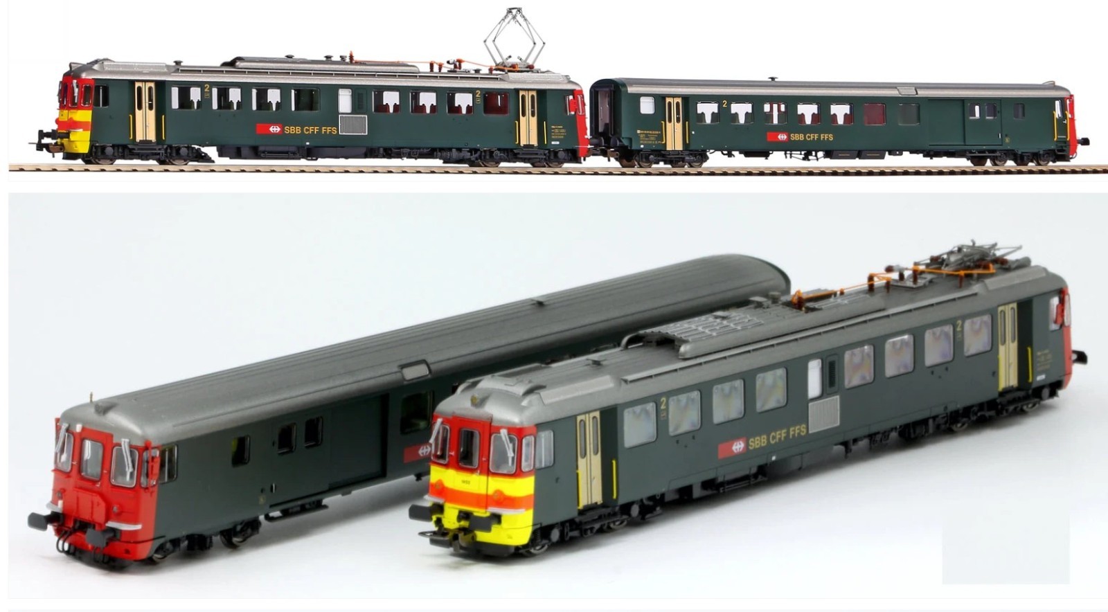 Piko HO 96836 Rbe 4/4 Railcar & Cab Car SBB Seetal DCC w/Sound