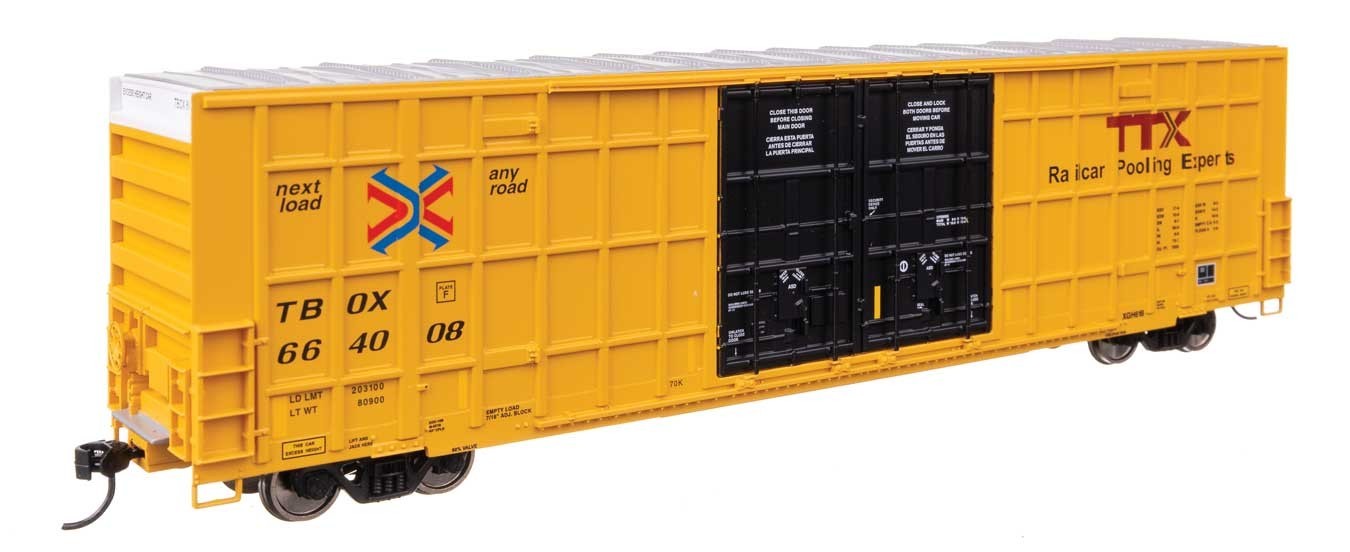 3113 Walthers HO 60′ High Cube Plate F Horizontal Post Boxcar TTX TBOX #664008