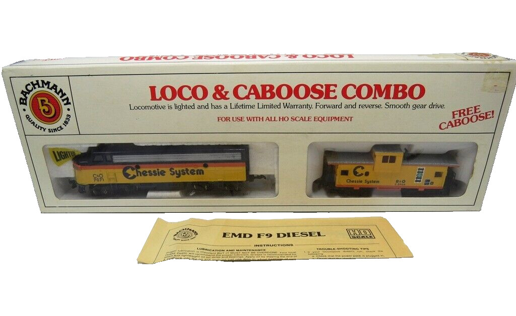 NIB(?) Bachmann C&O F-9 Diesel Locomotive & Caboose Combo in Original Box