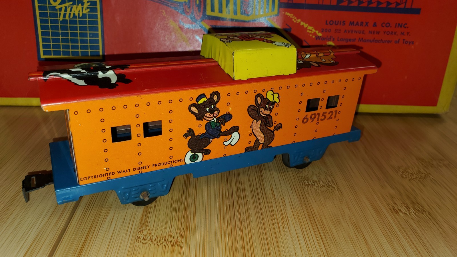 + Marx Walt Disney’s Mickey Mouse Meteor Mechanical Locomotive 4 Car Freight Set