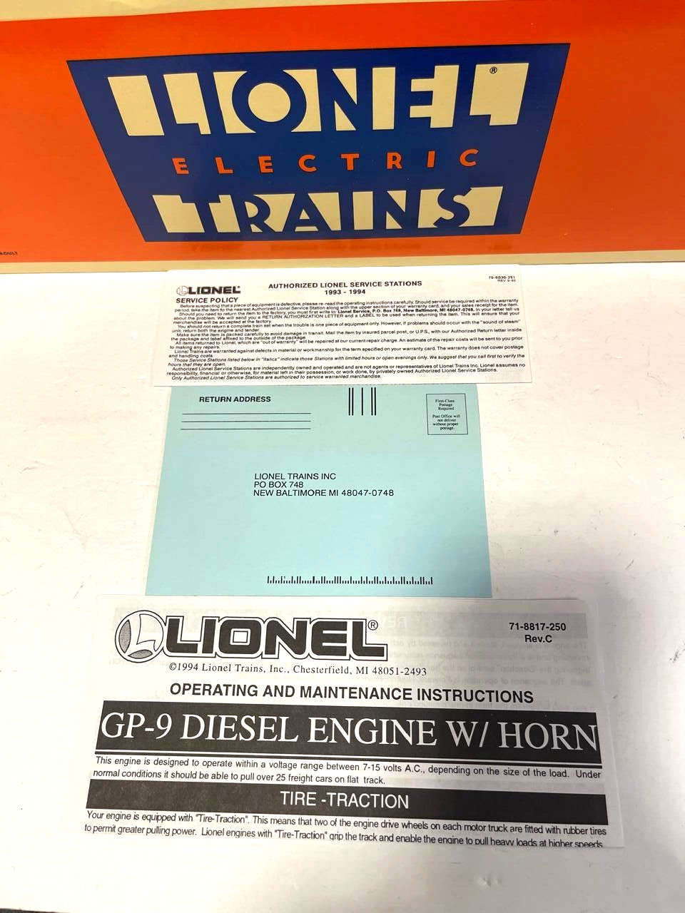 Lionel 6-52037 1994 TCA GP-7 Diesel Engine Yorkrail #1754 O Gauge NEW