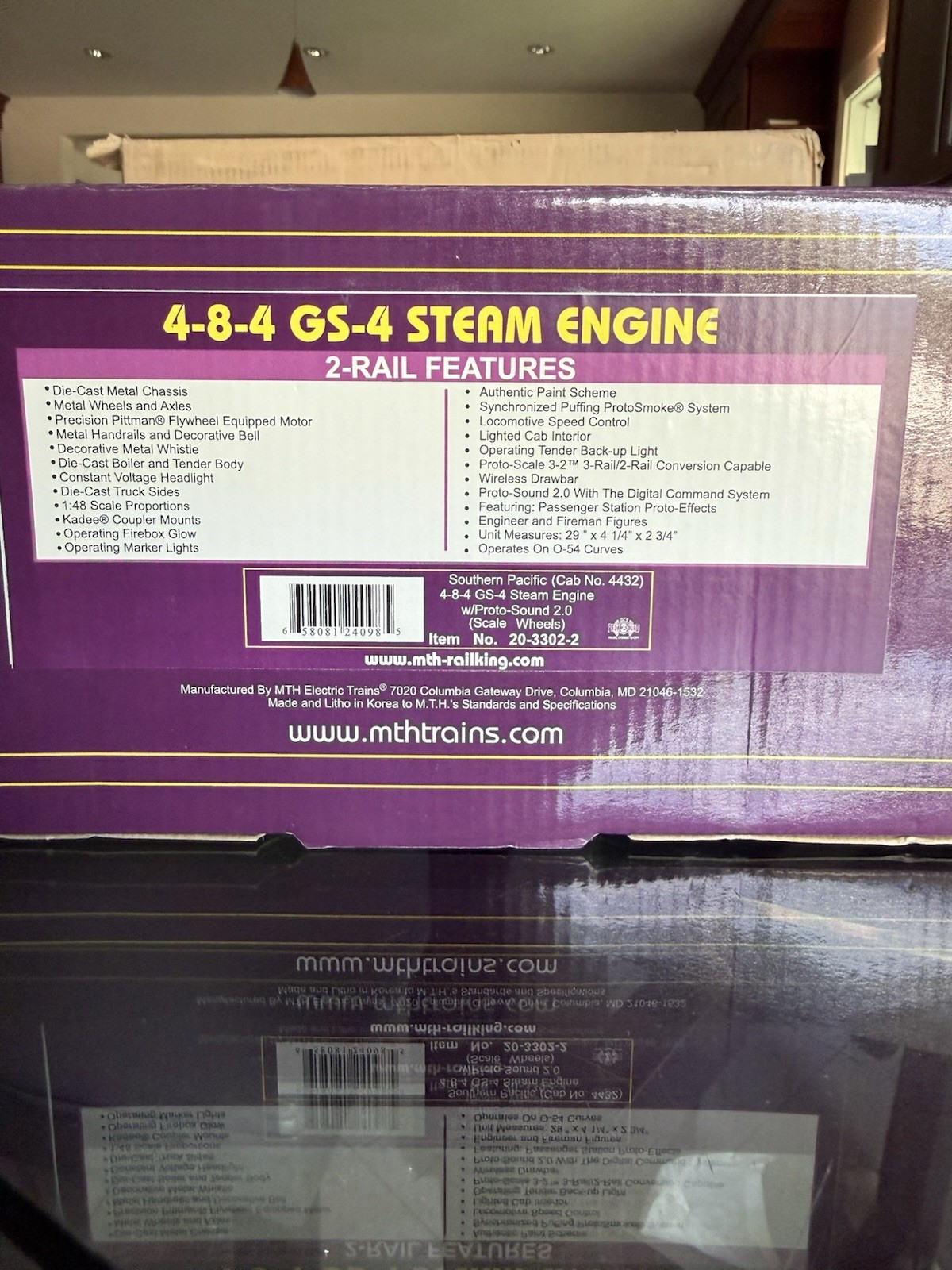 MTH Premier 20-3302-2 Southern Pacific GS-4 4-8-4 Steam Engine #4432 O Scale 2-R