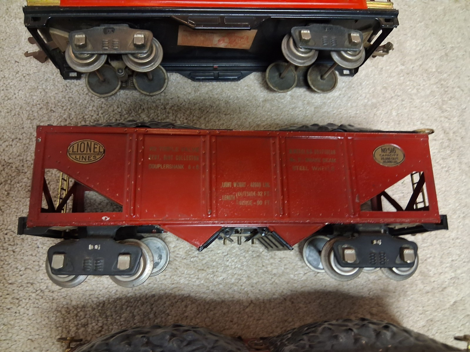 LIONEL STANDARD COAL TRAIN black 318E 516 516 516 and red/black Caboose 50/50
