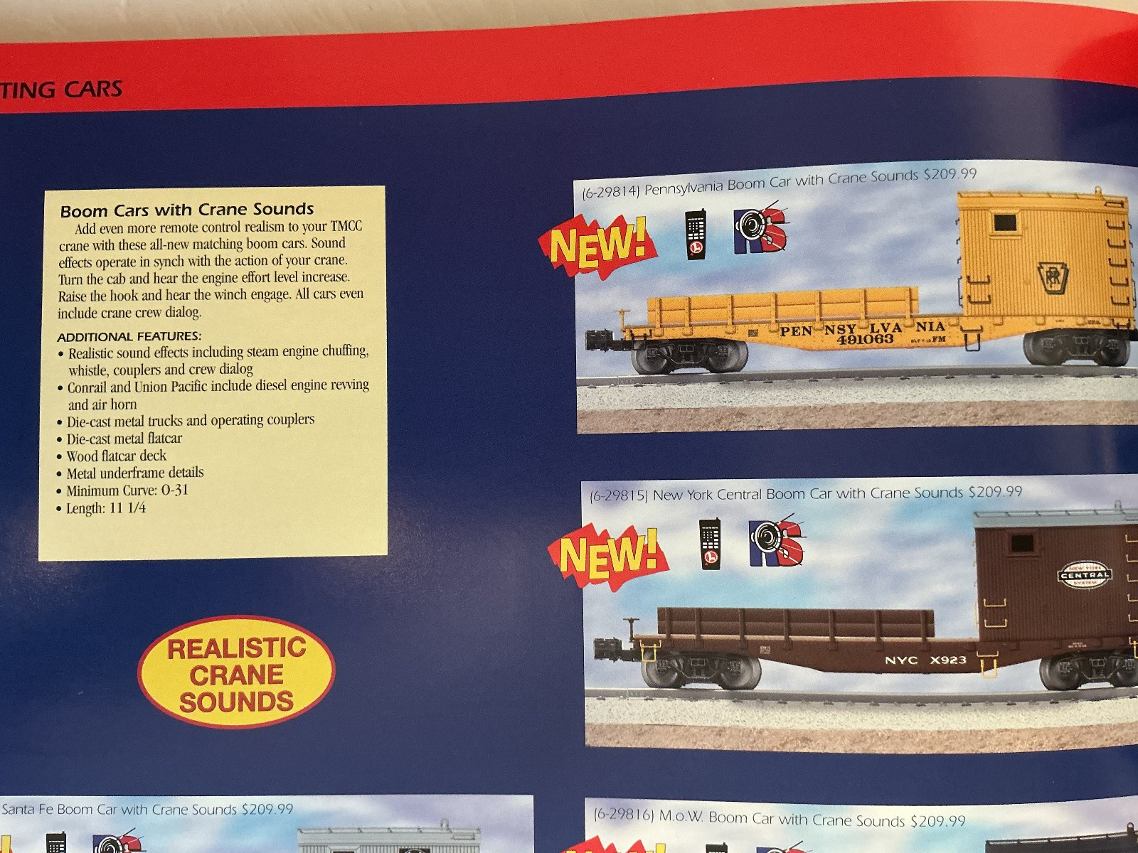 Lionel 6-19899 PA Crane & Boom Car Mint in Original Box made 2003-2005