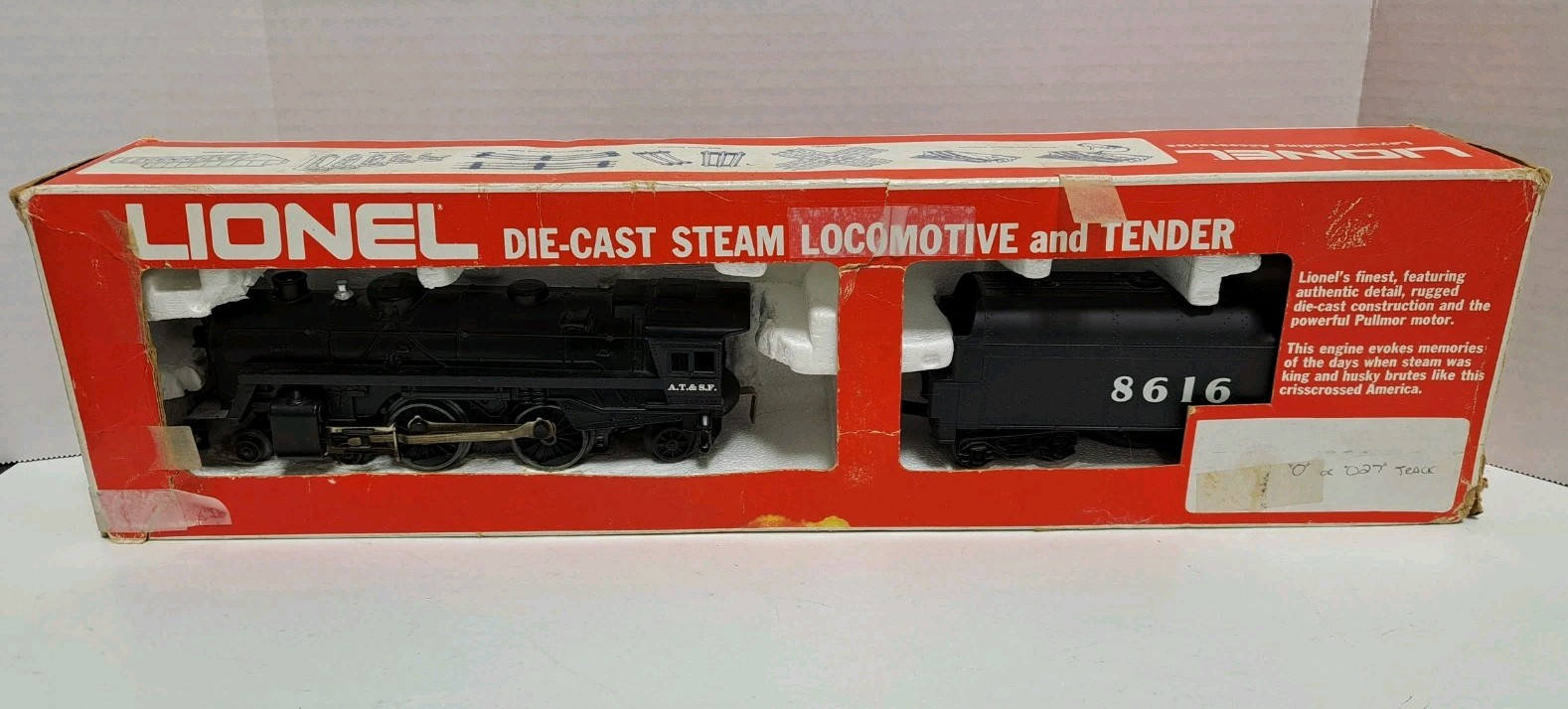 Lionel 6-8616 AT&SF Die-Cast Steam Locomotive & Tender 1:48 O Scale Model Train