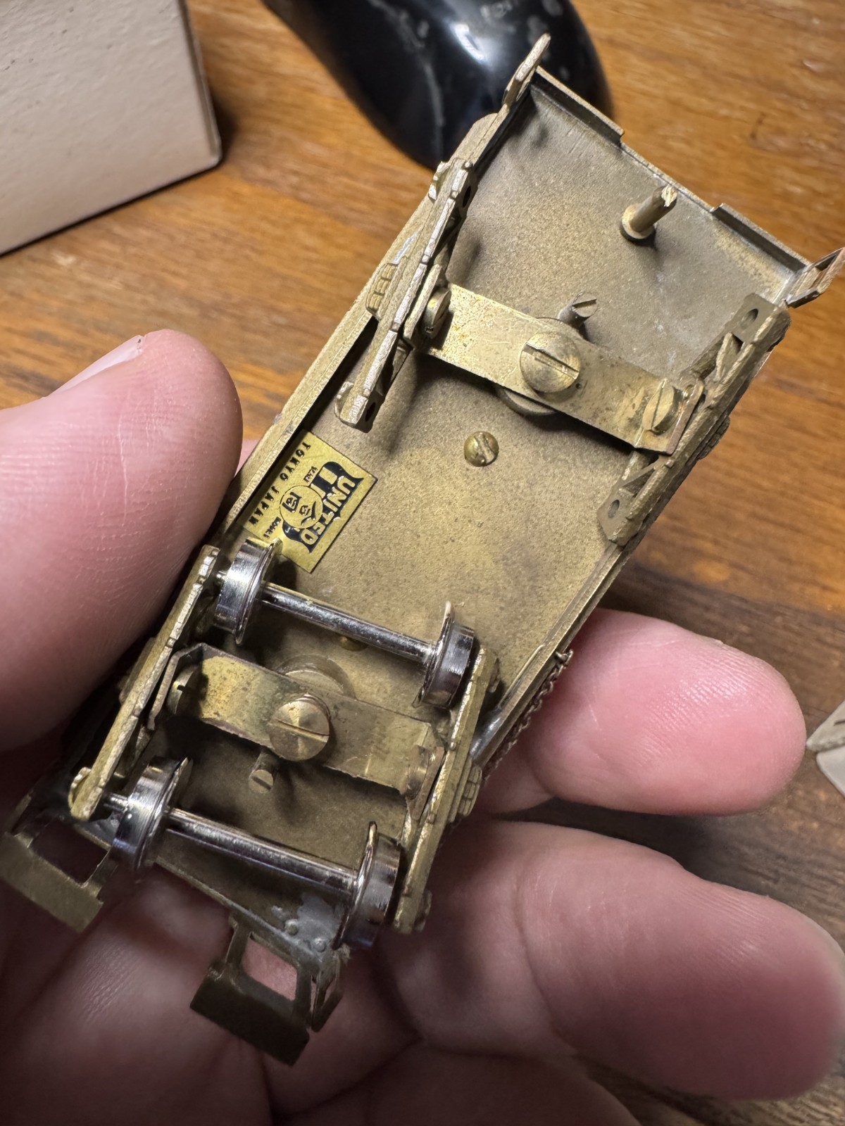 brass HO Long Bell Logging 2-6-2 tender in box United Hobbies