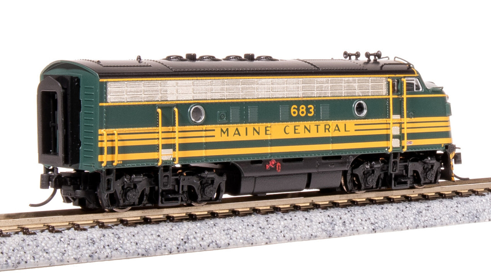 Broadway Limited 7734 N Scale MEC EMD F3A Green & Gold Diesel Locomotive #686