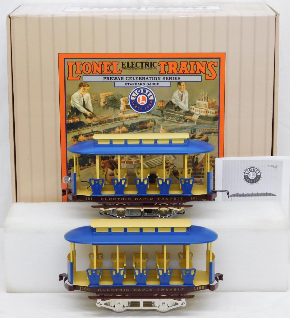 Lionel 6-13113 Standard Gauge Summer Trolley #101 & Trail Car #1100 Tinplate C-8