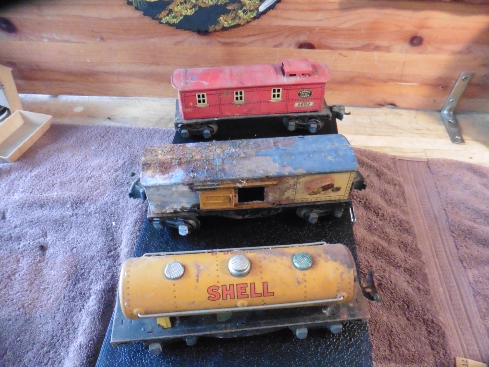 3 Vtg Pre War O Gauge Lionel Lines Tin Metal Model Train Cars 2680 – 2682 – 2679